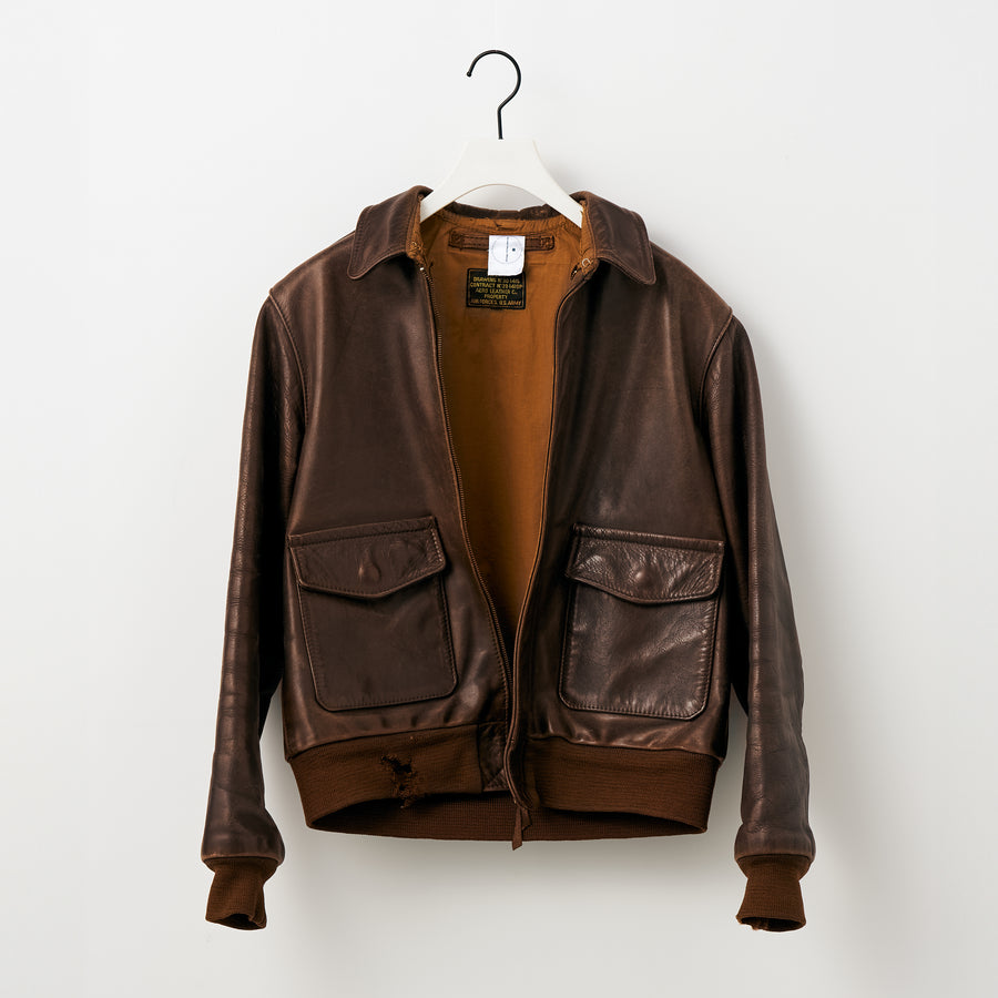 80s A-2 ☆本革☆old leather Flight jacketKAオールドレザージャケット